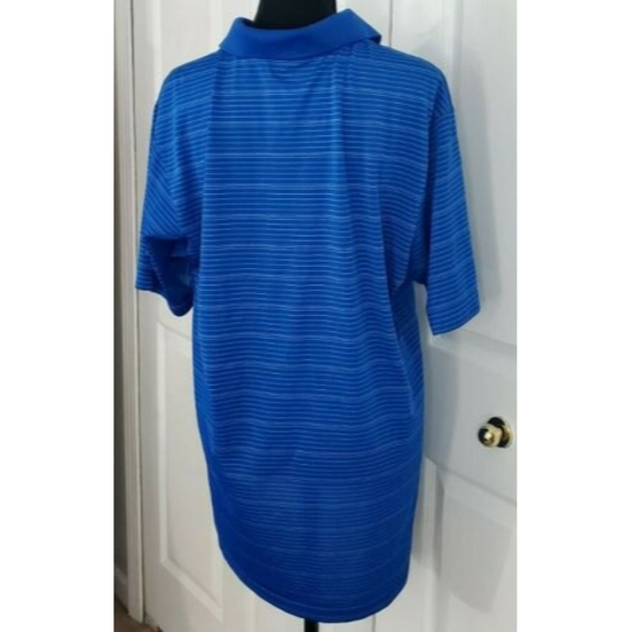 Adidas Golf Shirt Men's Polo Blue Striped Short Sleeve Golf Shirt No size tag - Picture 2 of 5